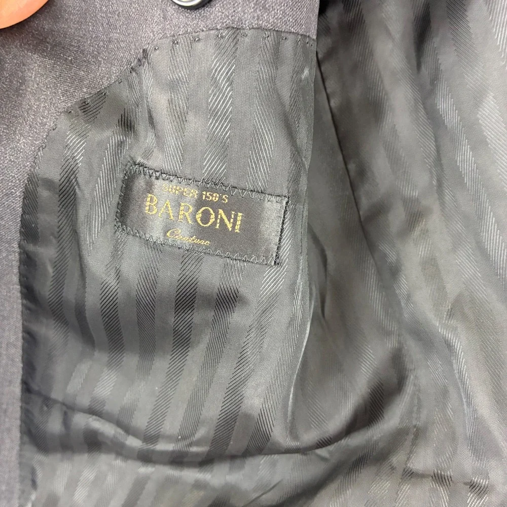 Baroni Couture 42R Charcoal Gray 100% Wool Super 150s Men's‎ Blazer Suit Jacket